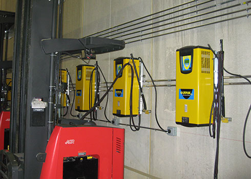 Forklift battery charging